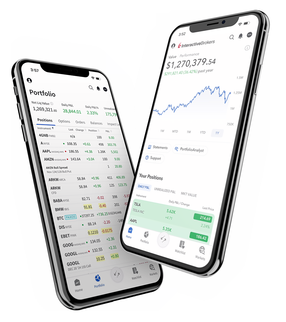 휴대전화 - IBKR 모바일 인터페이스